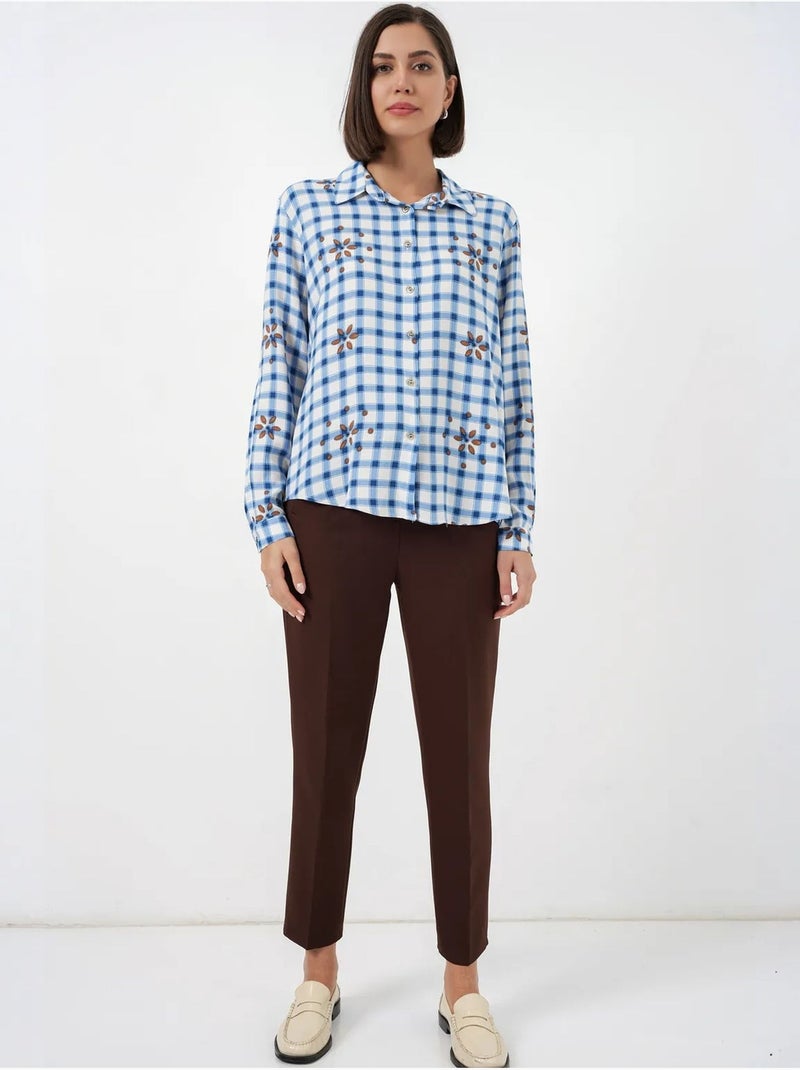 Chemise à carreaux oversize avec fermeture boutonnée bdart Bleu clair - Kiabi