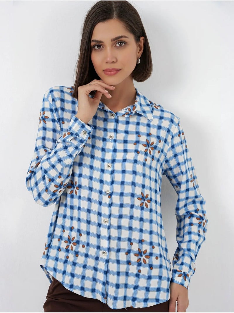 Chemise à carreaux oversize avec fermeture boutonnée bdart Bleu clair - Kiabi