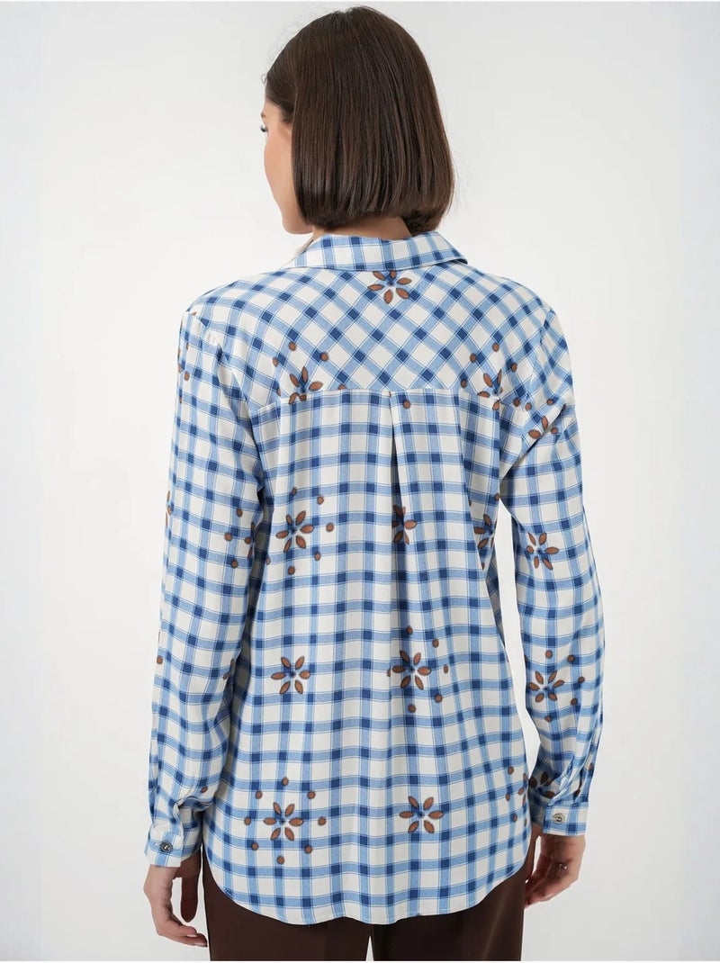 Chemise à carreaux oversize avec fermeture boutonnée bdart Bleu clair - Kiabi