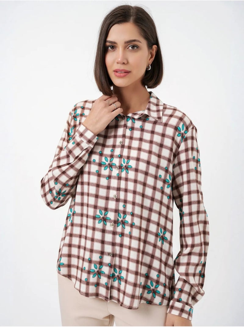 Chemise à carreaux oversize avec fermeture boutonnée bdart Marron chocolat - Kiabi