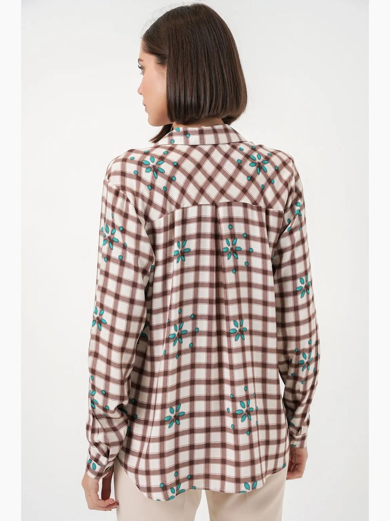 Chemise à carreaux oversize avec fermeture boutonnée bdart Marron chocolat - Kiabi