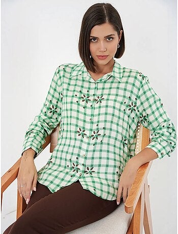 Chemise à carreaux oversize avec fermeture boutonnée bdart