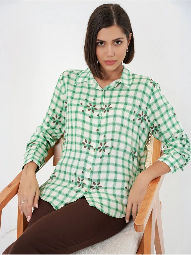 Chemise à carreaux oversize avec fermeture boutonnée bdart Vert - Kiabi
