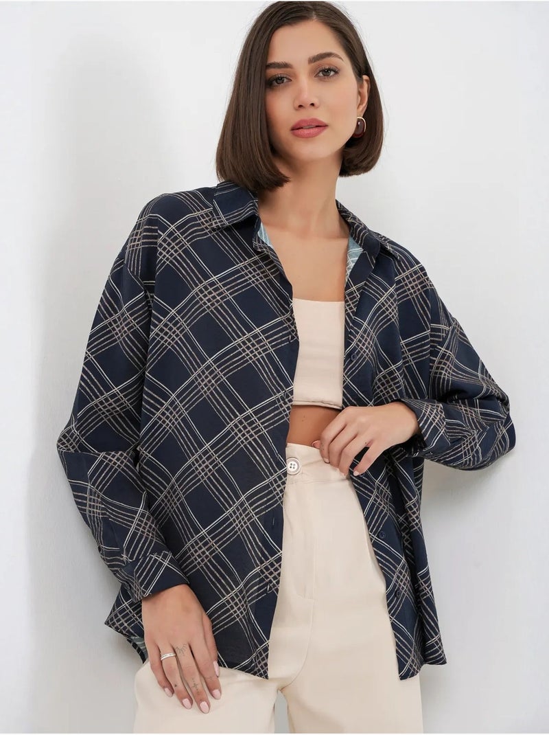 Chemise à carreaux oversize bdart Bleu marine - Kiabi