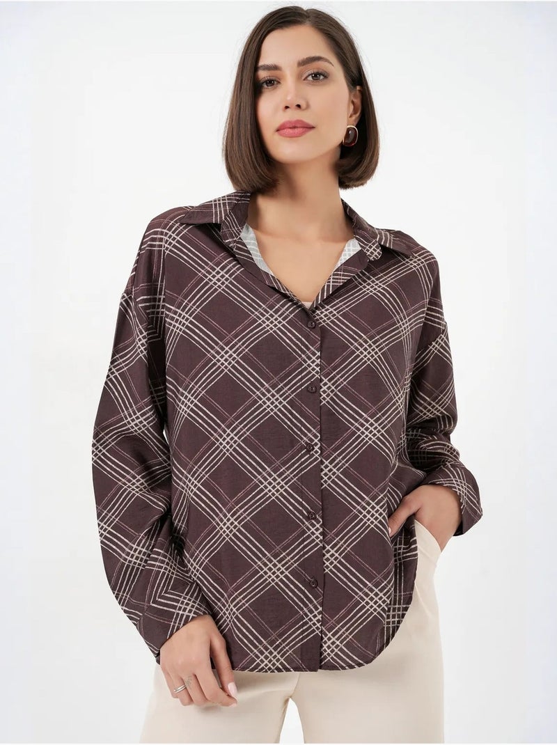 Chemise à carreaux oversize bdart Marron chocolat - Kiabi