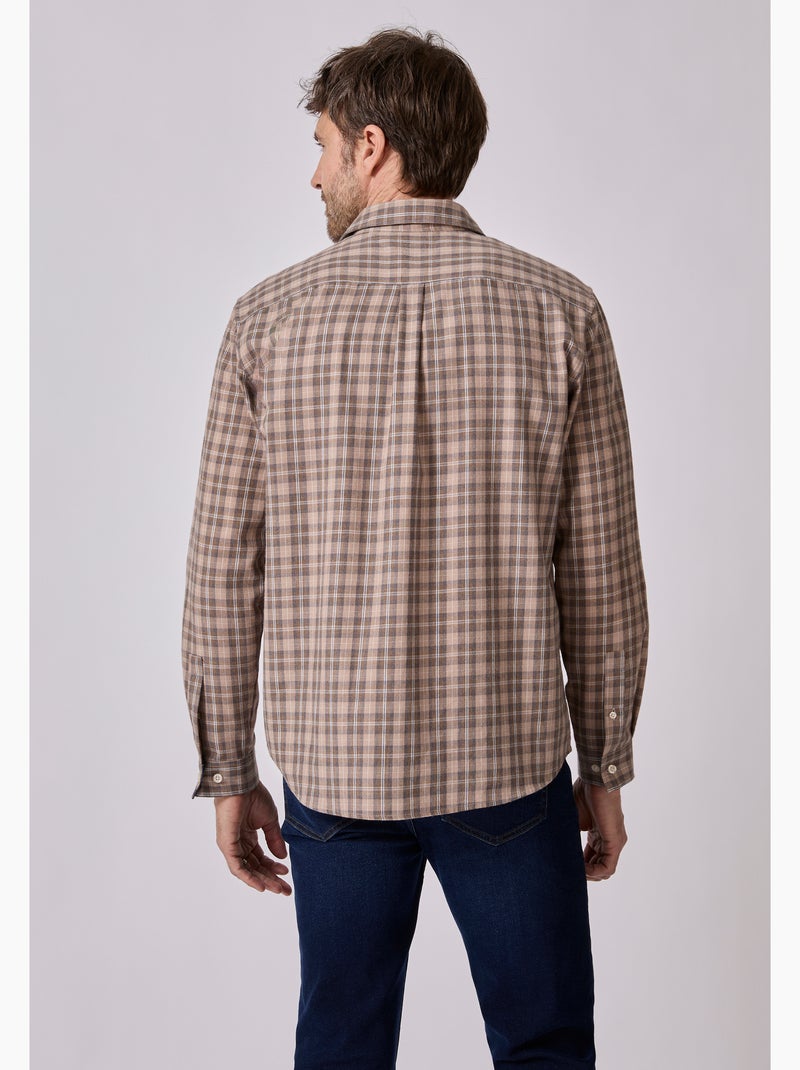 Chemise à carreaux Thermolactyl en flanelle - Damart Beige - Kiabi