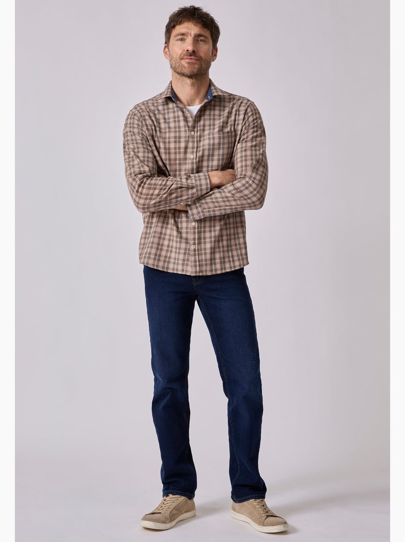 Chemise à carreaux Thermolactyl en flanelle - Damart Beige - Kiabi