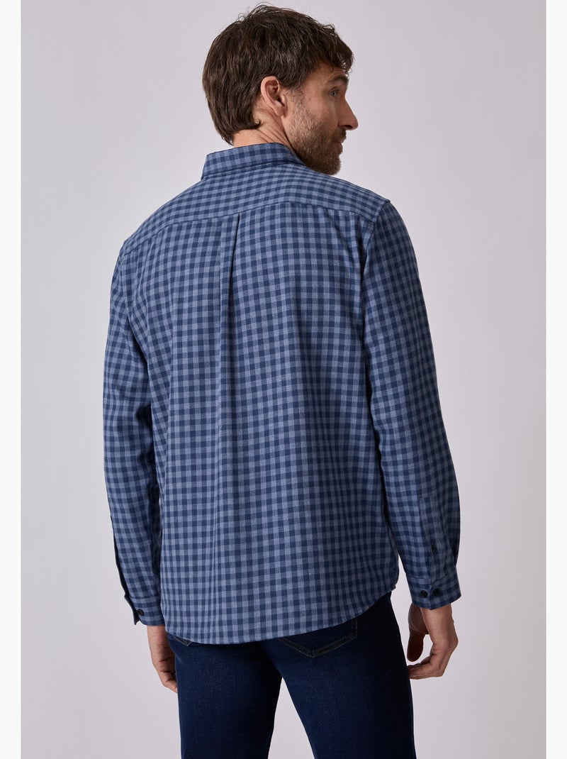 Chemise à carreaux Thermolactyl en flanelle - Damart Bleu - Kiabi