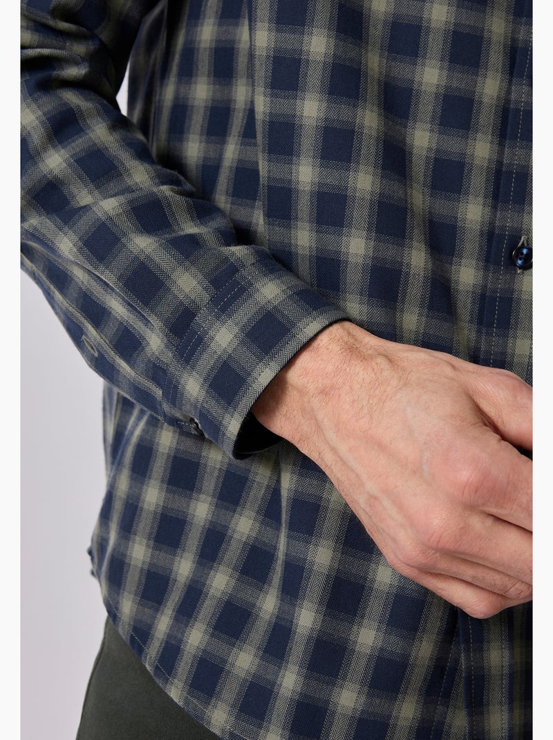 Chemise à carreaux Thermolactyl en flanelle - Damart Kaki - Kiabi