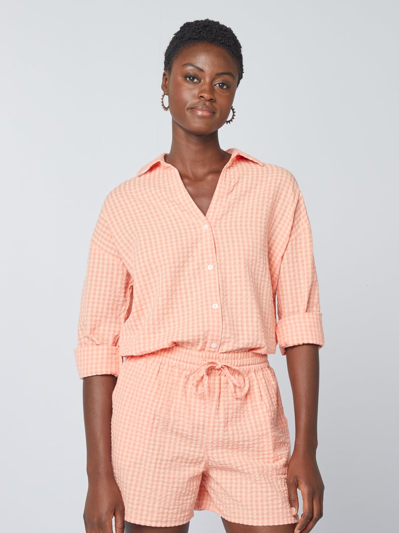 Chemise à carreaux vichy Orange - Kiabi