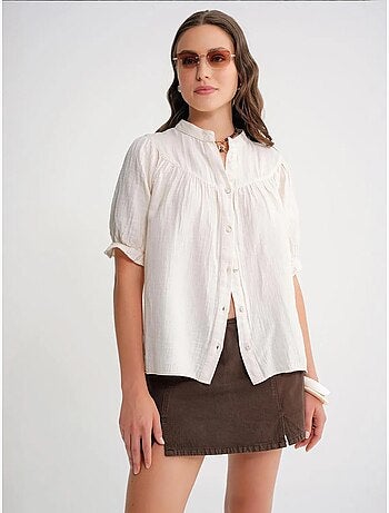 Chemise à col boutonné en lin mélangé mixray