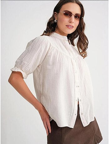 Chemise à col boutonné en lin mélangé mixray