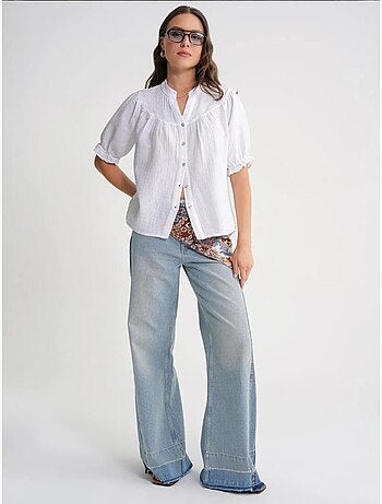 Chemise à col boutonné en lin mélangé mixray