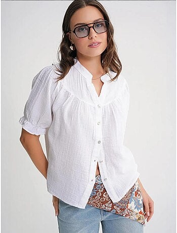 Chemise à col boutonné en lin mélangé mixray