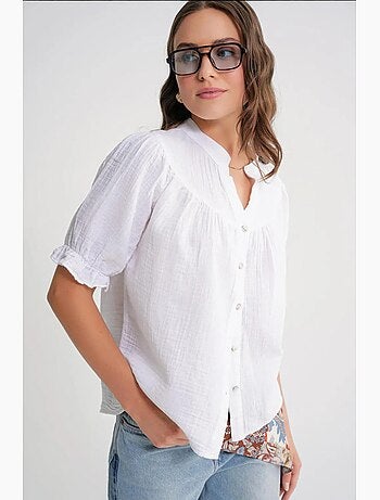 Chemise à col boutonné en lin mélangé mixray