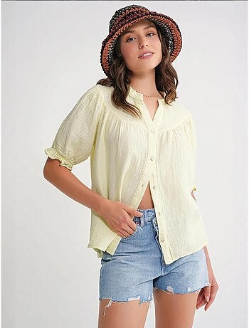 Chemise à col boutonné en lin mélangé mixray