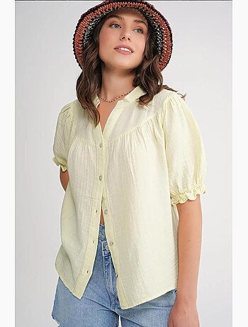 Chemise à col boutonné en lin mélangé mixray