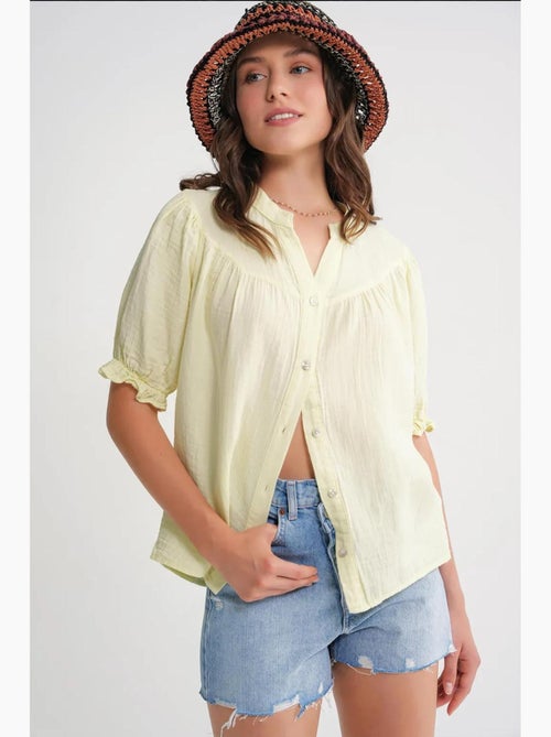Chemise à col boutonné en lin mélangé mixray - Kiabi