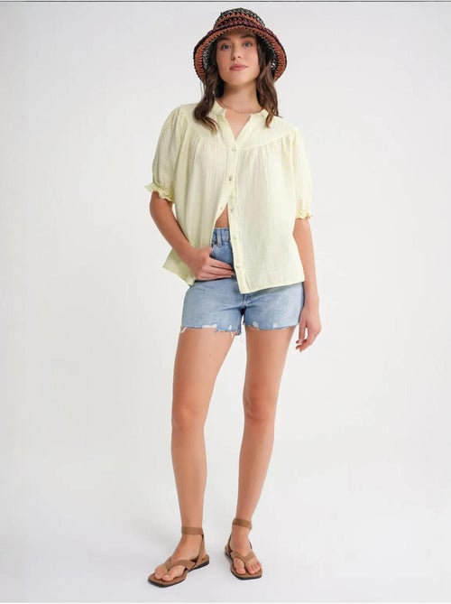 Chemise à col boutonné en lin mélangé mixray - Kiabi