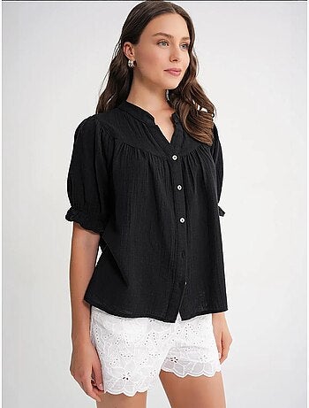 Chemise à col boutonné en lin mélangé mixray