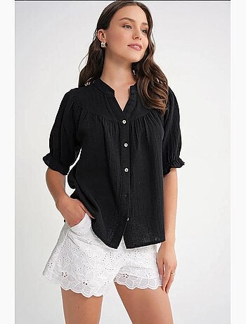 Chemise à col boutonné en lin mélangé mixray