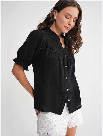 Chemise à col boutonné en lin mélangé mixray