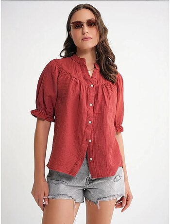 Chemise à col boutonné en lin mélangé mixray