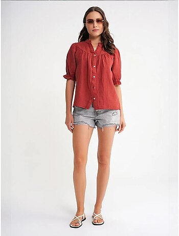 Chemise à col boutonné en lin mélangé mixray