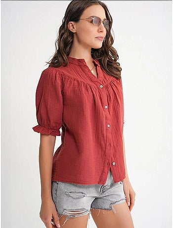 Chemise à col boutonné en lin mélangé mixray
