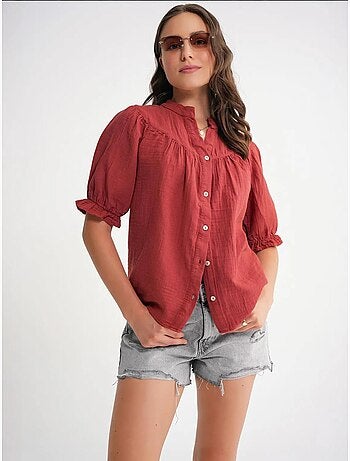Chemise à col boutonné en lin mélangé mixray