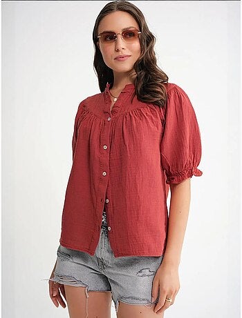 Chemise à col boutonné en lin mélangé mixray