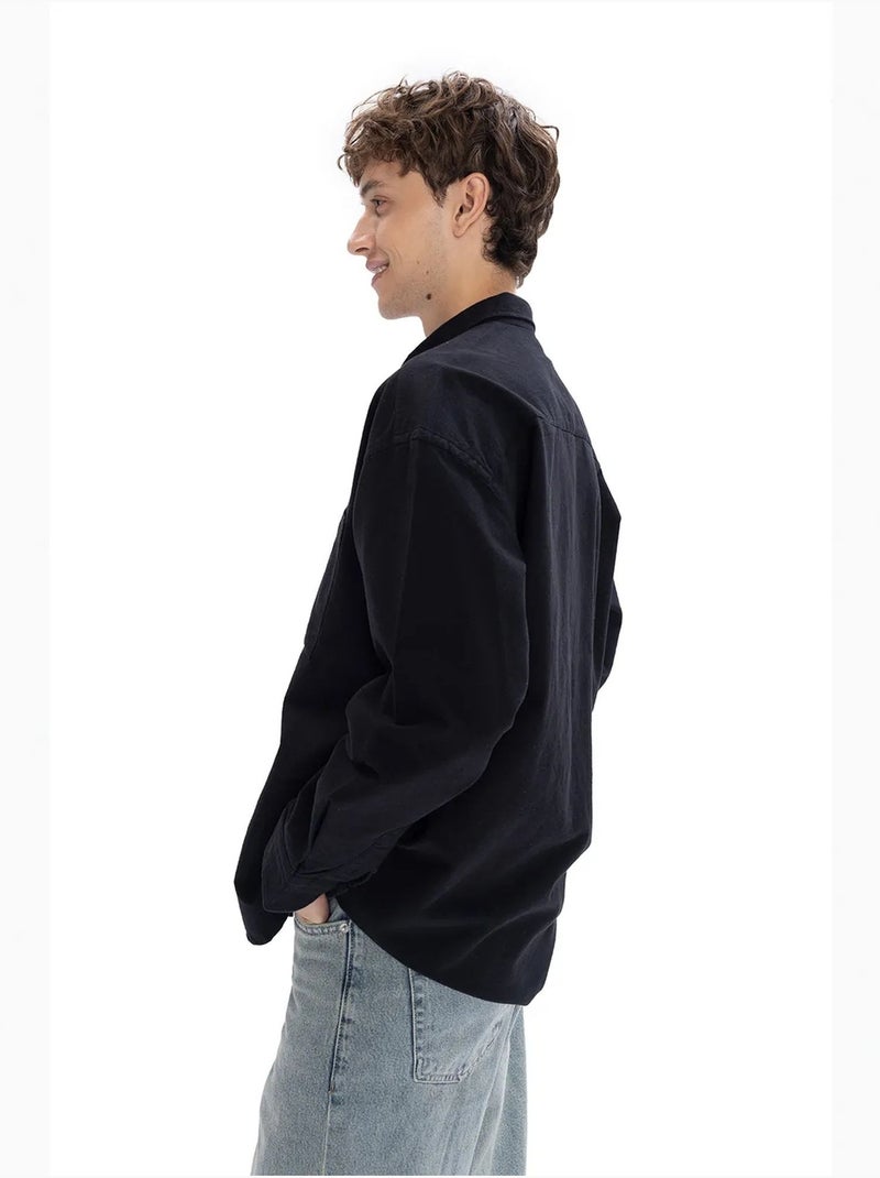 Chemise à col boutonné en popeline giesto Bleu marine - Kiabi
