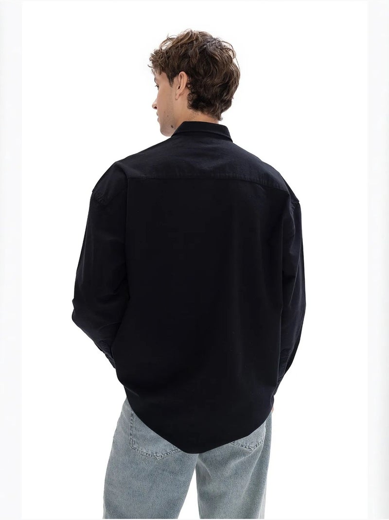 Chemise à col boutonné en popeline giesto Bleu marine - Kiabi