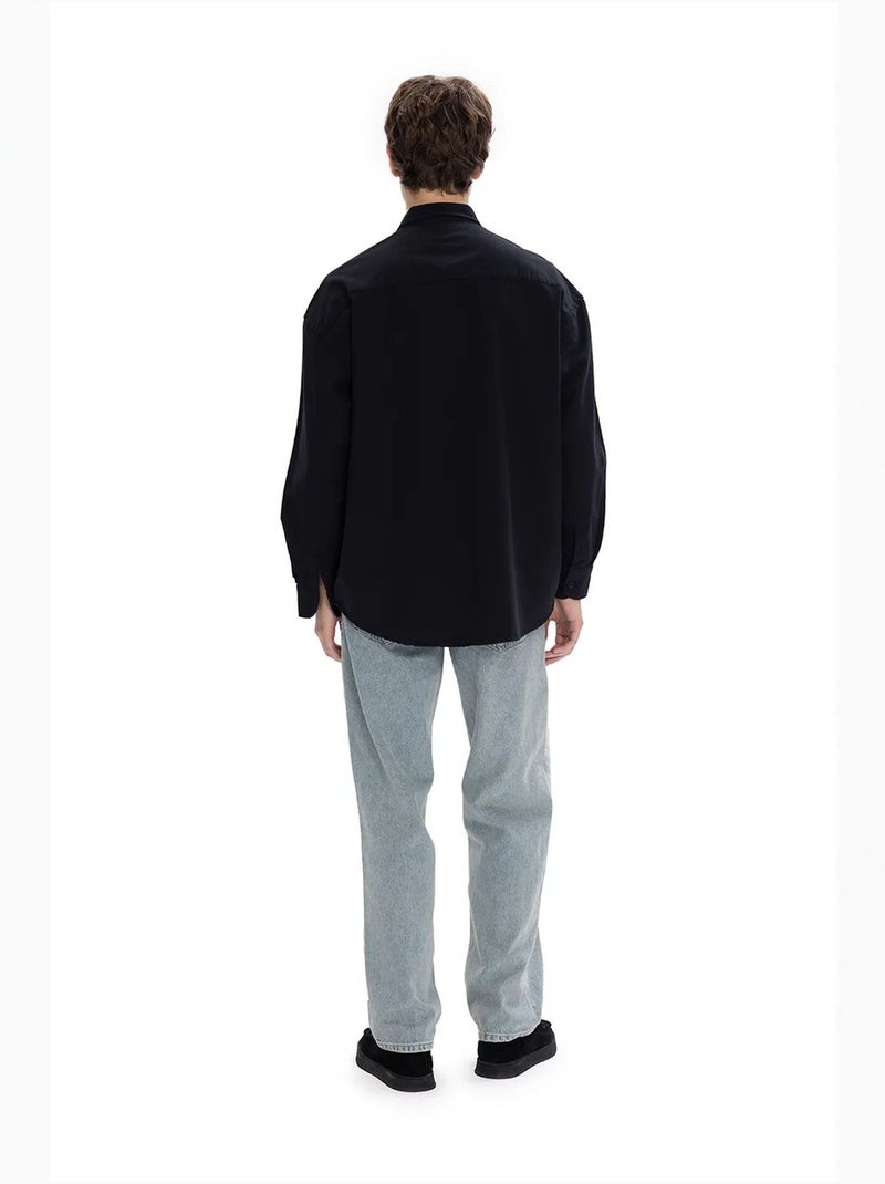 Chemise à col boutonné en popeline giesto Bleu marine - Kiabi