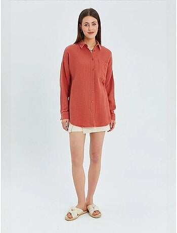 Chemise à col boutonné surdimensionnée mixray