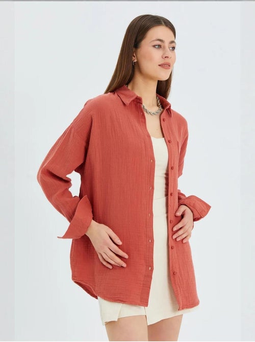 Chemise à col boutonné surdimensionnée mixray - Kiabi Chemise à col boutonné surdimensionnée mixray - Kiabi