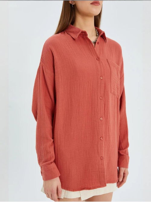 Chemise à col boutonné surdimensionnée mixray - Kiabi Chemise à col boutonné surdimensionnée mixray - Kiabi