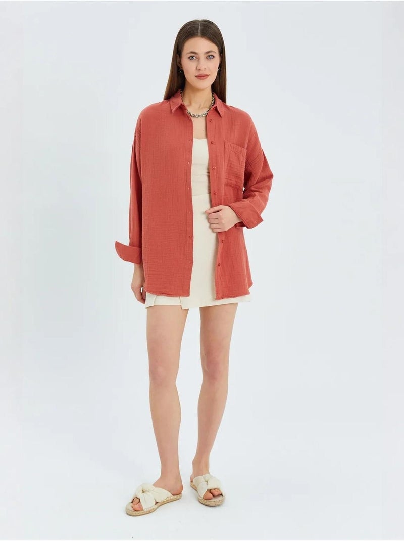 Chemise à col boutonné surdimensionnée mixray Rouge foncé - Kiabi