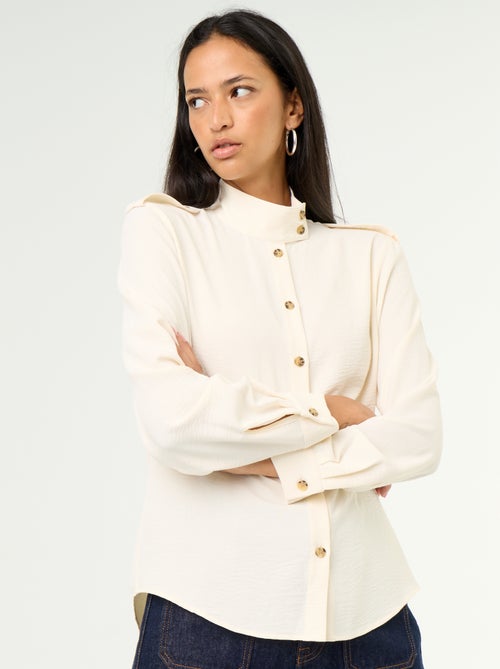Chemise à col haut et empiècements épaules - Kiabi