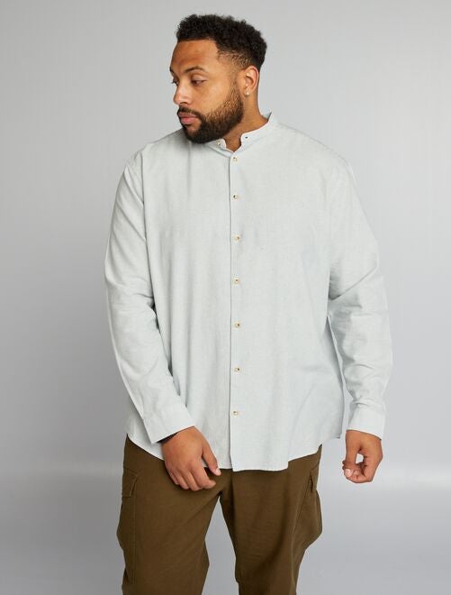 Chemise à col mao avec manches longues - Kiabi