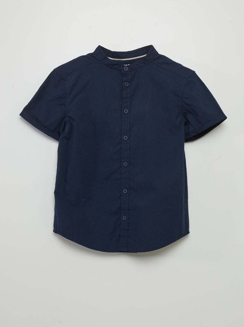 Chemise à col mao bleu marine - Kiabi