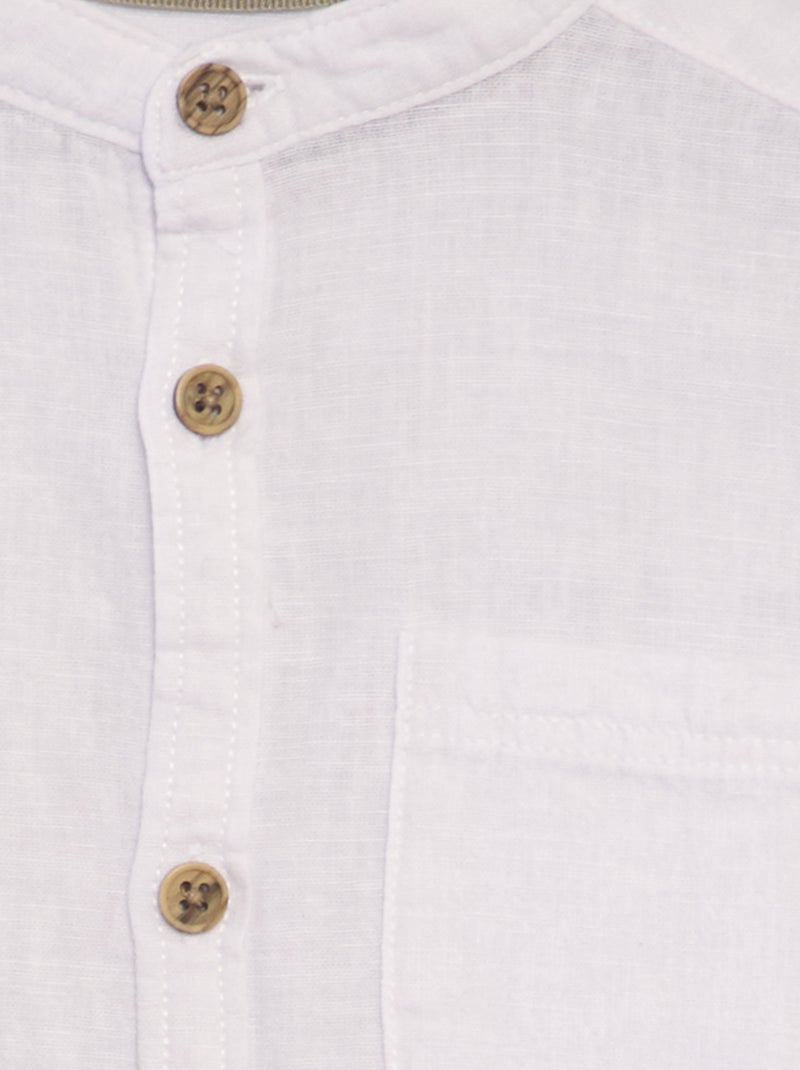 Chemise à col mao en lin mélangé blanc - Kiabi