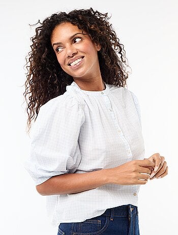 Chemise à col mao et manches 3/4