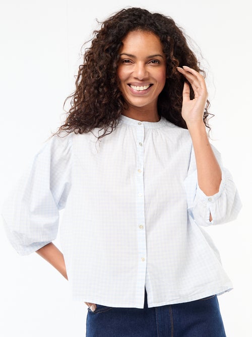 Chemise à col mao et manches 3/4 - Kiabi