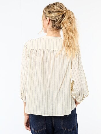 Chemise à col mao et manches 3/4