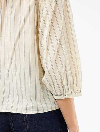 Chemise à col mao et manches 3/4