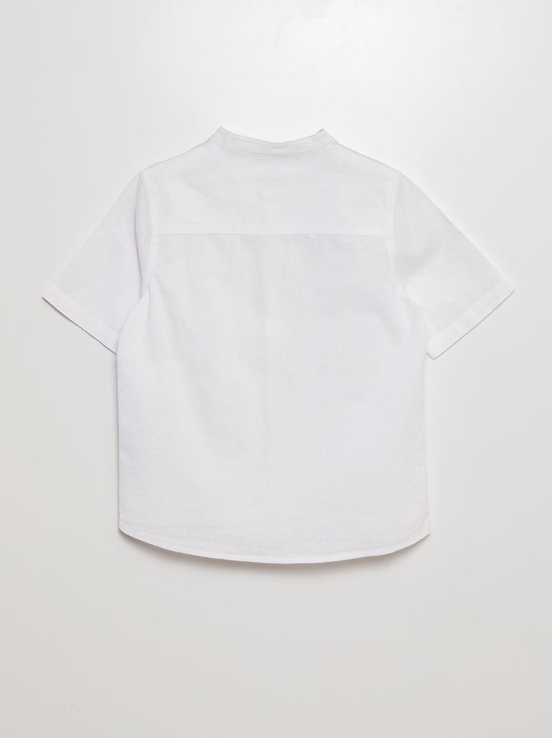 Chemise à col mao et manches courtes blanc - Kiabi