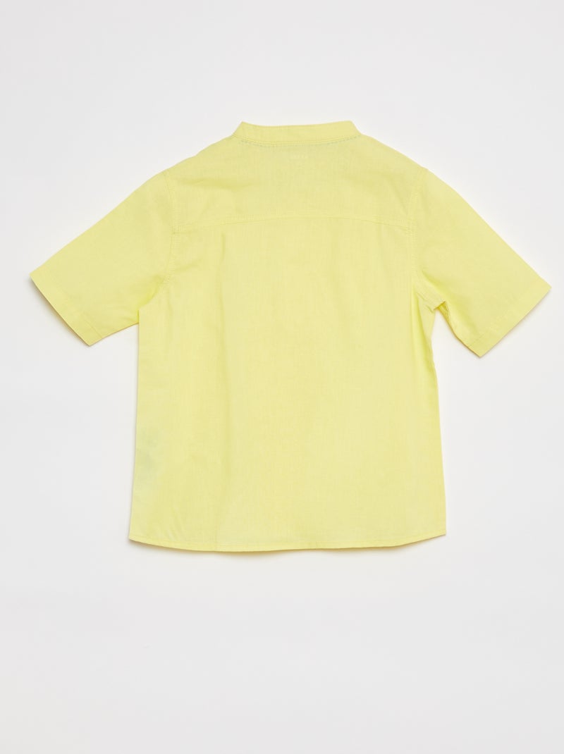 Chemise à col mao et manches courtes jaune - Kiabi