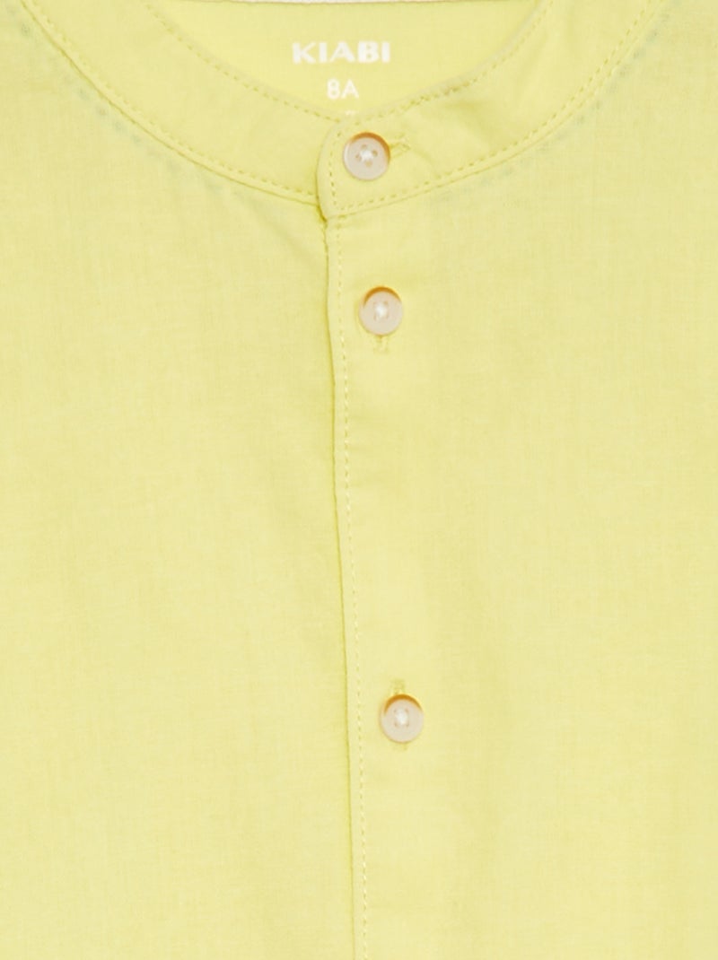 Chemise à col mao et manches courtes jaune - Kiabi