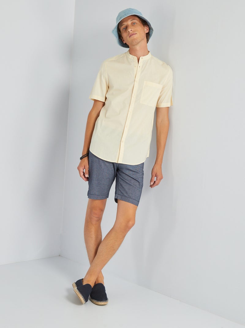 Chemise à col mao Jaune - Kiabi